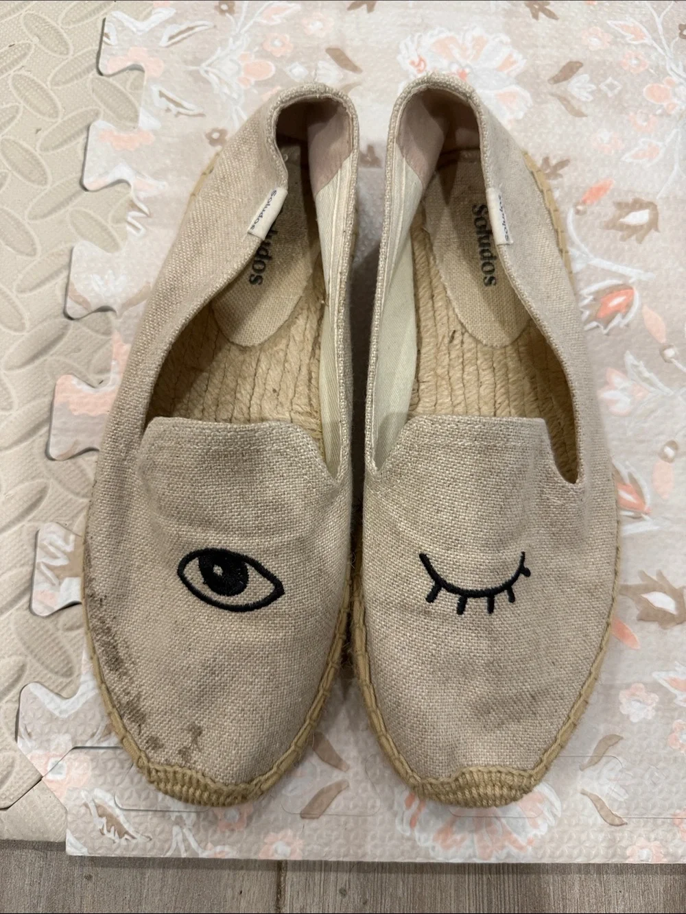 Soludos Natural Canvas Espadrilles with Eye Motif